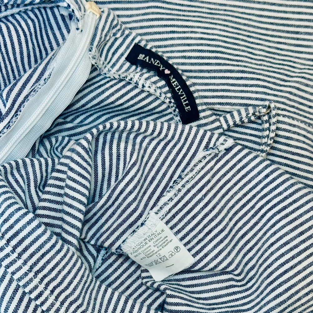 Brandy Melville Karla Mini Dress Women's One Size Blue Striped Spaghetti Strap - Picture 5 of 5